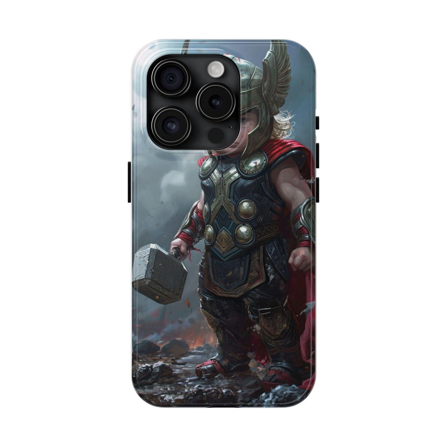 Baby Thor Superhero Printed Tough Phone Case for iPhone & Samsung Galaxy - Adorable Thunder God Design - covers4phones