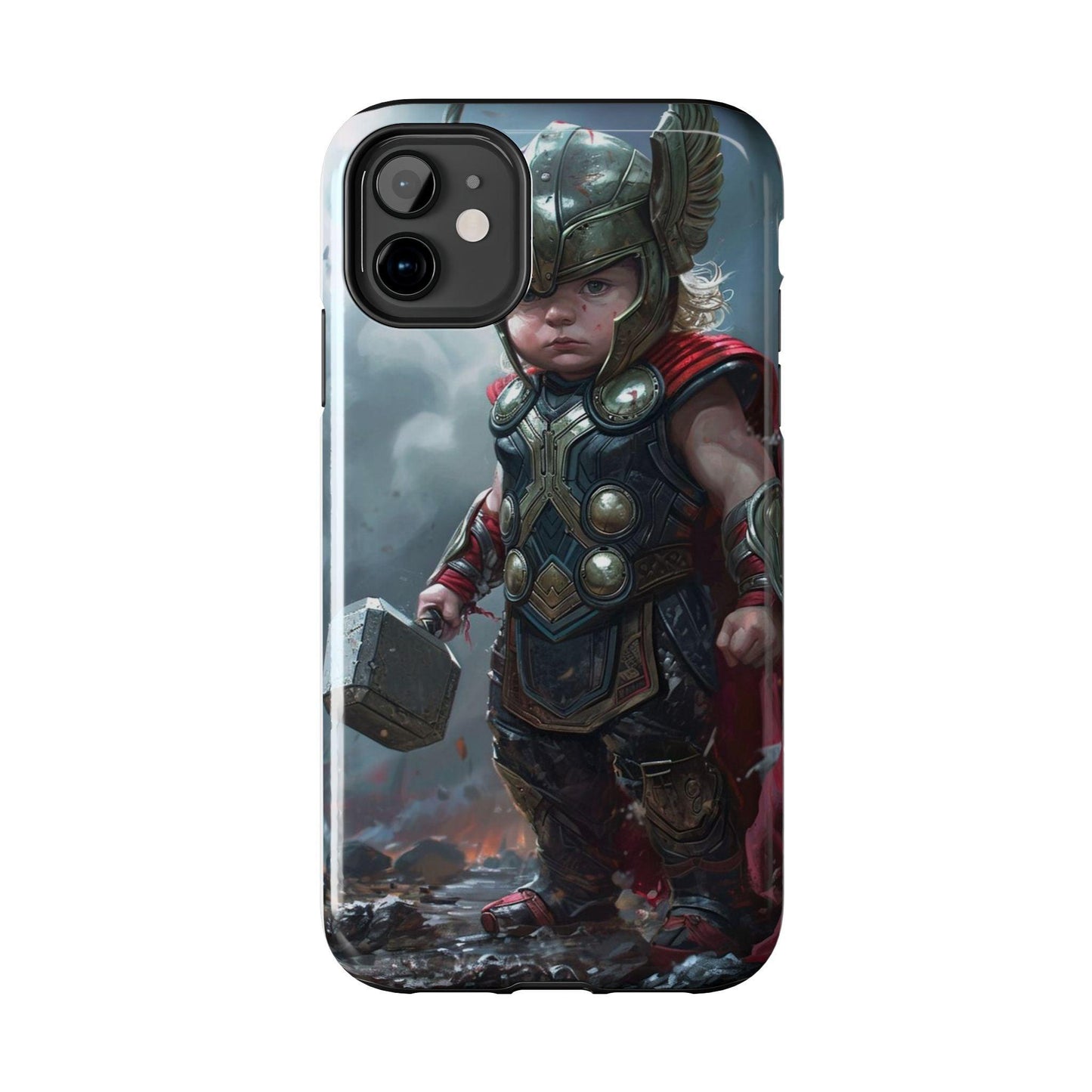 Baby Thor Superhero Printed Tough Phone Case for iPhone & Samsung Galaxy - Adorable Thunder God Design - covers4phones