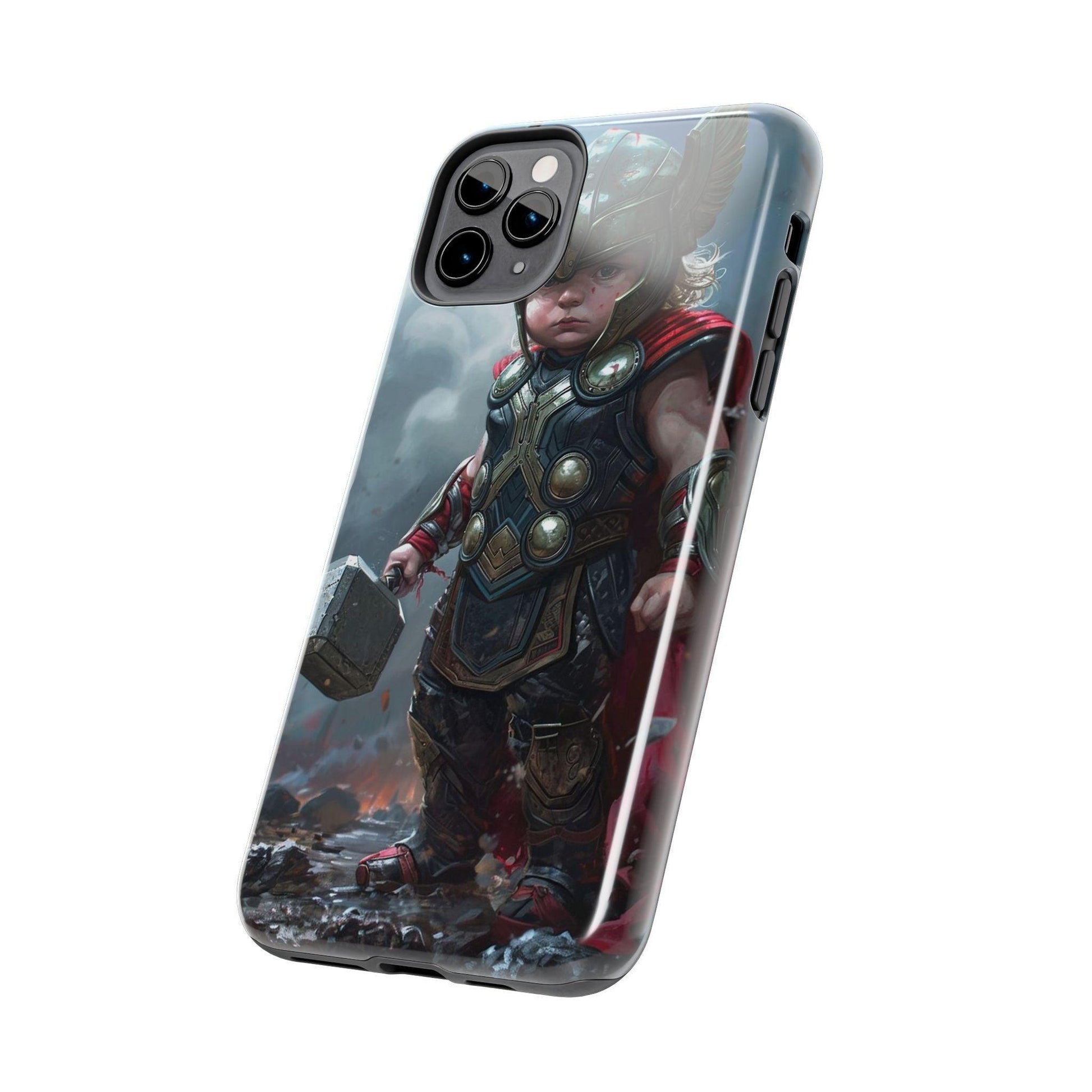 Baby Thor Superhero Printed Tough Phone Case for iPhone & Samsung Galaxy - Adorable Thunder God Design - covers4phones
