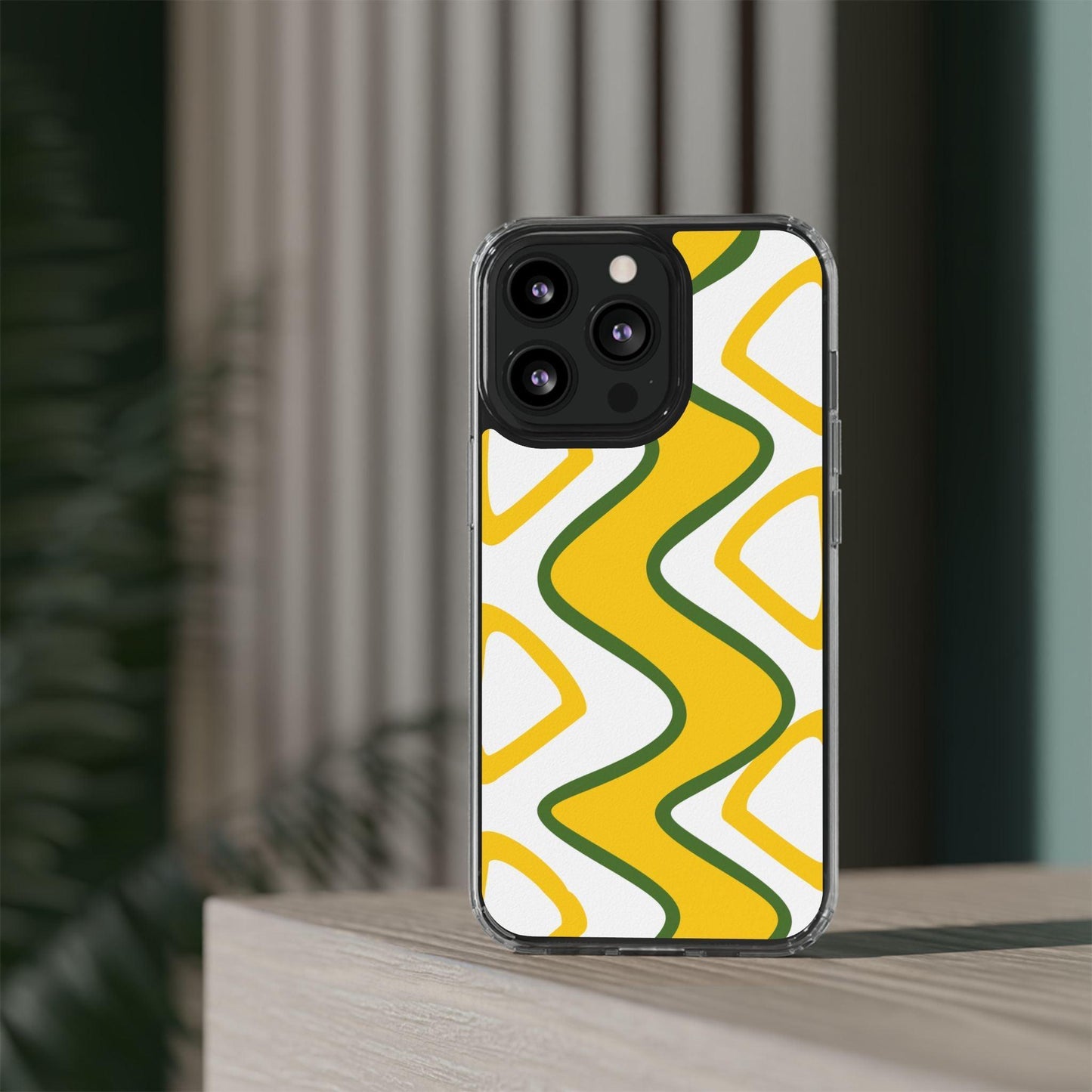 Bright Yellow Abstract With Shape Clear Cases - covers4phones