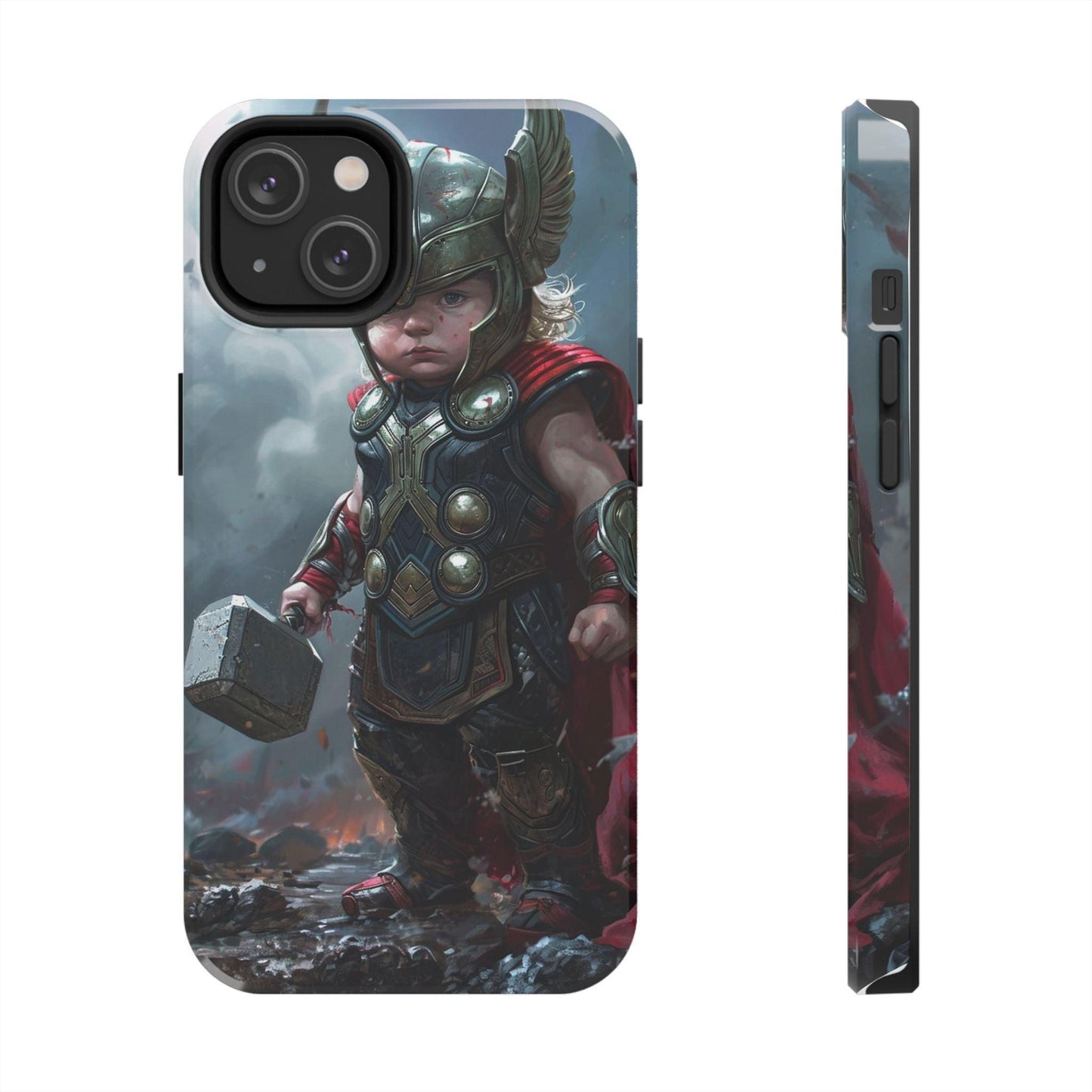 Baby Thor Superhero Printed Tough Phone Case for iPhone & Samsung Galaxy - Adorable Thunder God Design - covers4phones