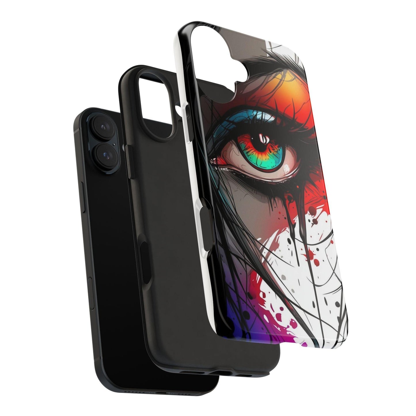 Girl Colorful Eye Painted Printed Tough Phone Case for iPhone & Samsung Galaxy - Artistic & Vibrant Design - covers4phones