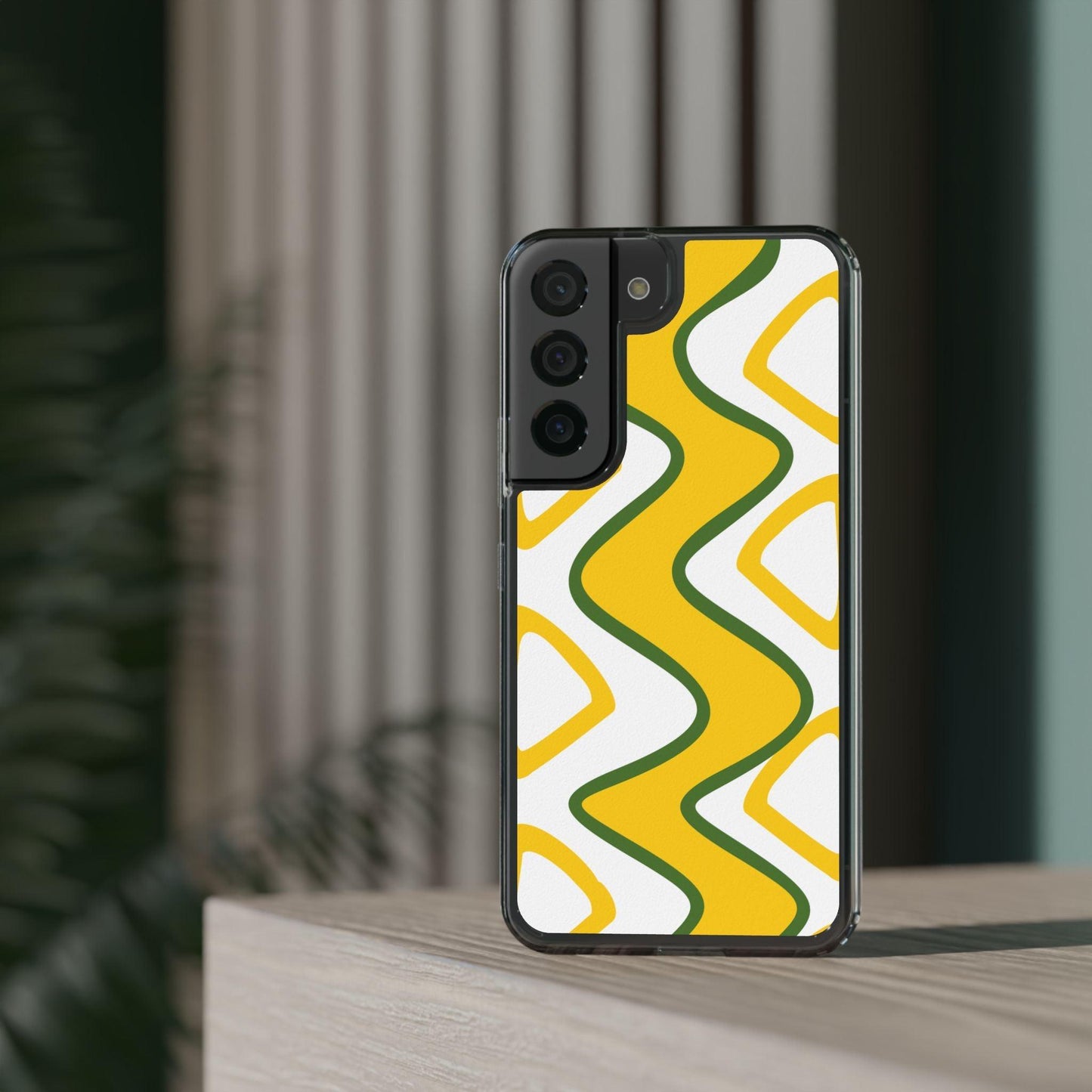 Bright Yellow Abstract With Shape Clear Cases - covers4phones