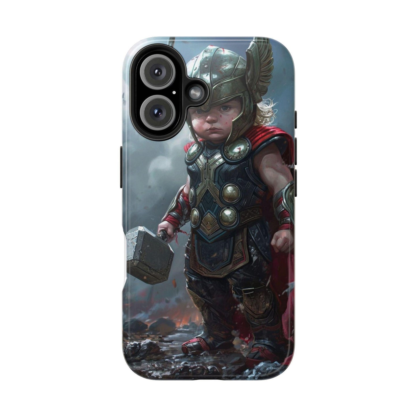 Baby Thor Superhero Printed Tough Phone Case for iPhone & Samsung Galaxy - Adorable Thunder God Design - covers4phones