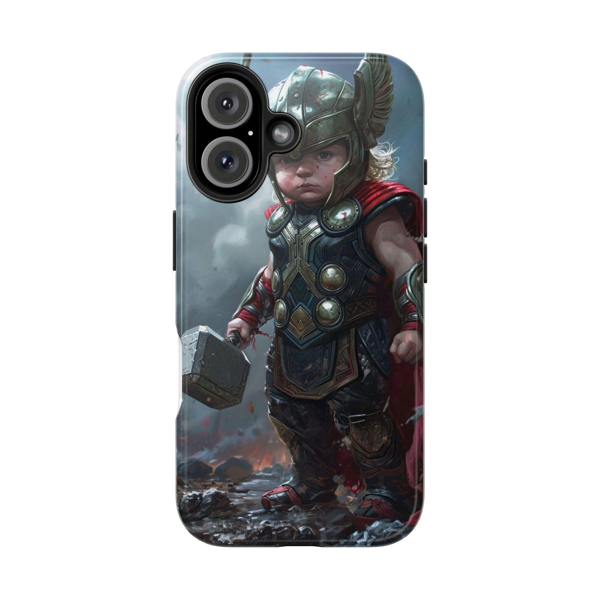 Baby Thor Superhero Printed Tough Phone Case for iPhone & Samsung Galaxy - Adorable Thunder God Design - covers4phones