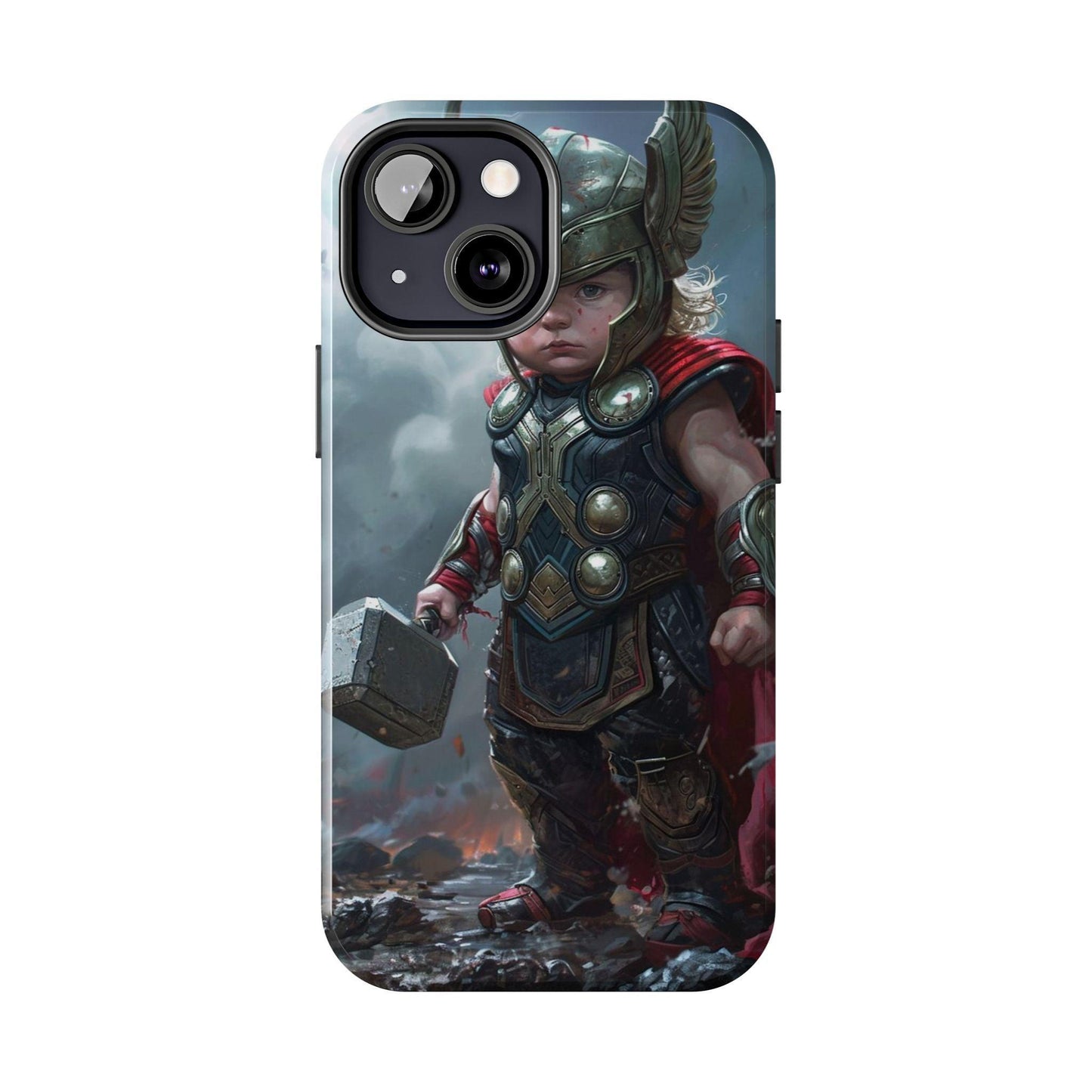 Baby Thor Superhero Printed Tough Phone Case for iPhone & Samsung Galaxy - Adorable Thunder God Design - covers4phones