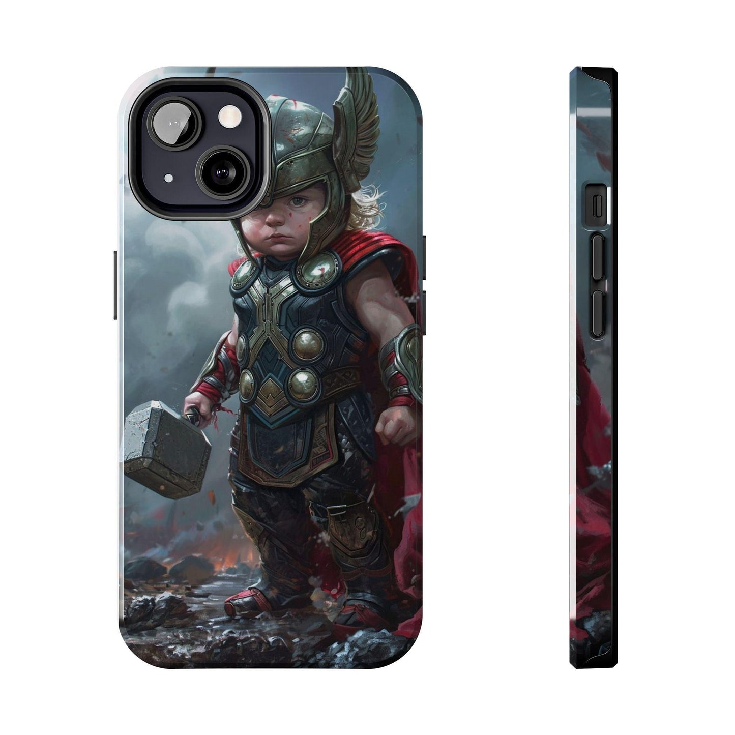 Baby Thor Superhero Printed Tough Phone Case for iPhone & Samsung Galaxy - Adorable Thunder God Design - covers4phones