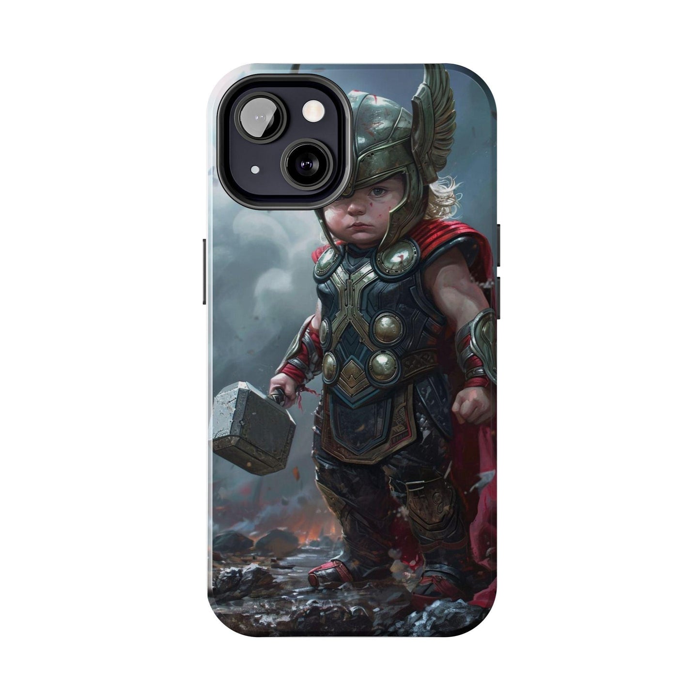 Baby Thor Superhero Printed Tough Phone Case for iPhone & Samsung Galaxy - Adorable Thunder God Design - covers4phones