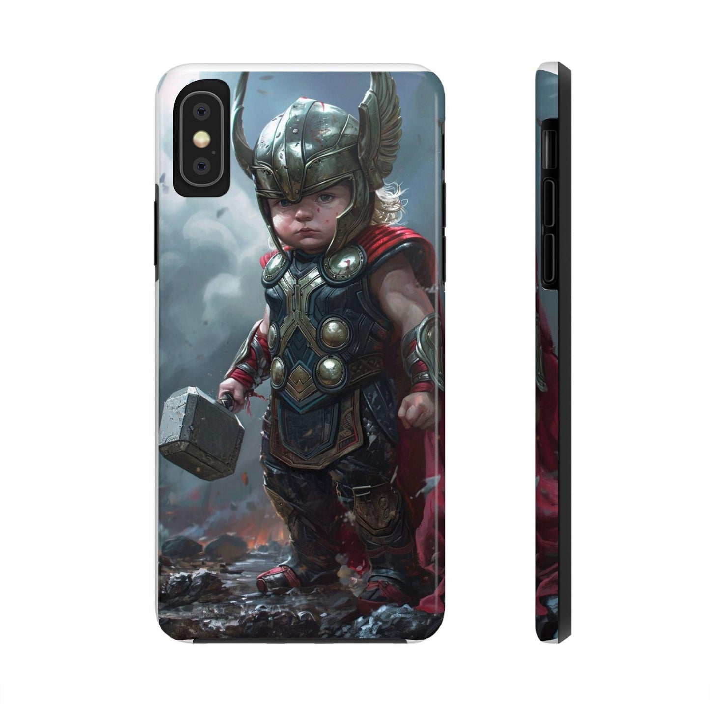 Baby Thor Superhero Printed Tough Phone Case for iPhone & Samsung Galaxy - Adorable Thunder God Design - covers4phones