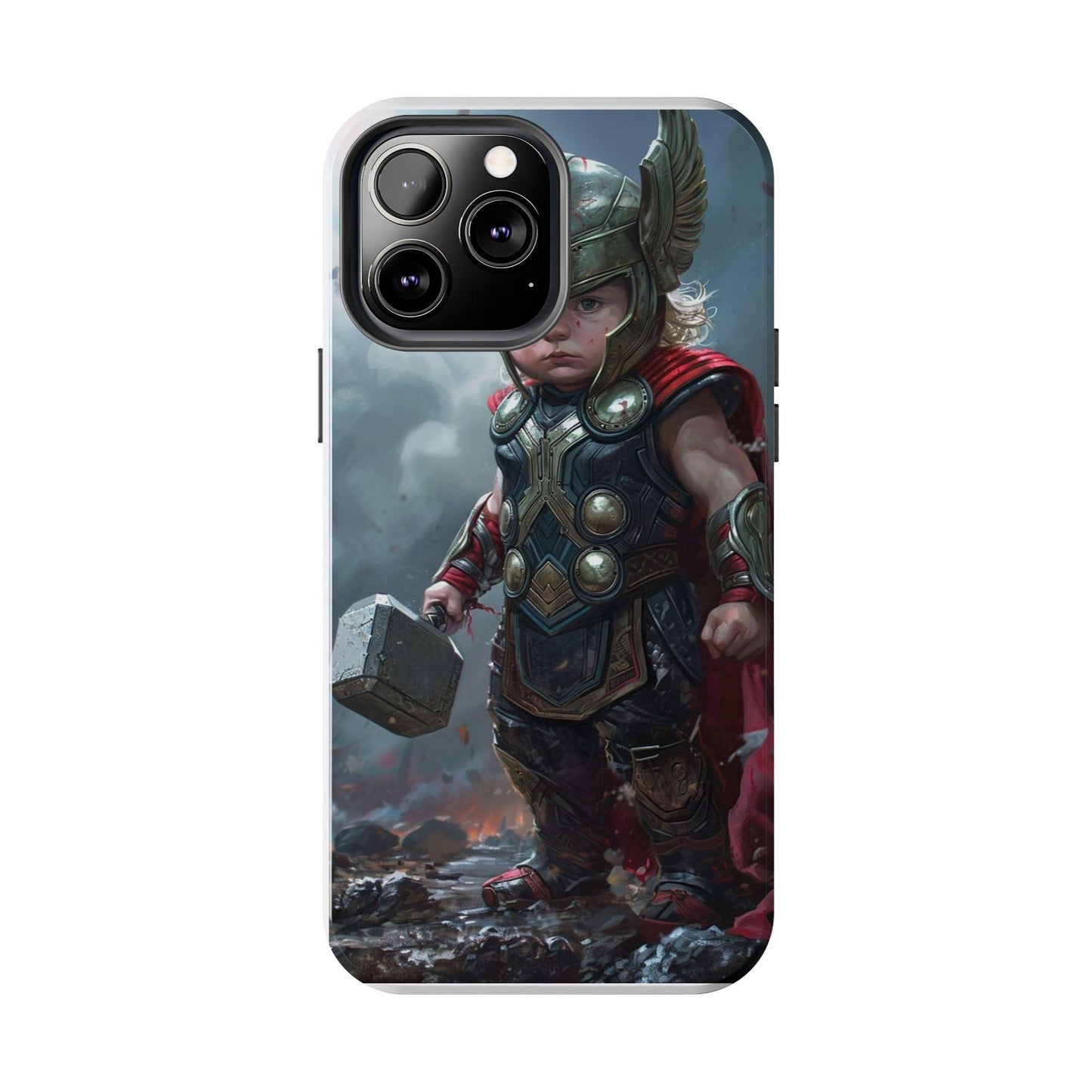 Baby Thor Superhero Printed Tough Phone Case for iPhone & Samsung Galaxy - Adorable Thunder God Design - covers4phones