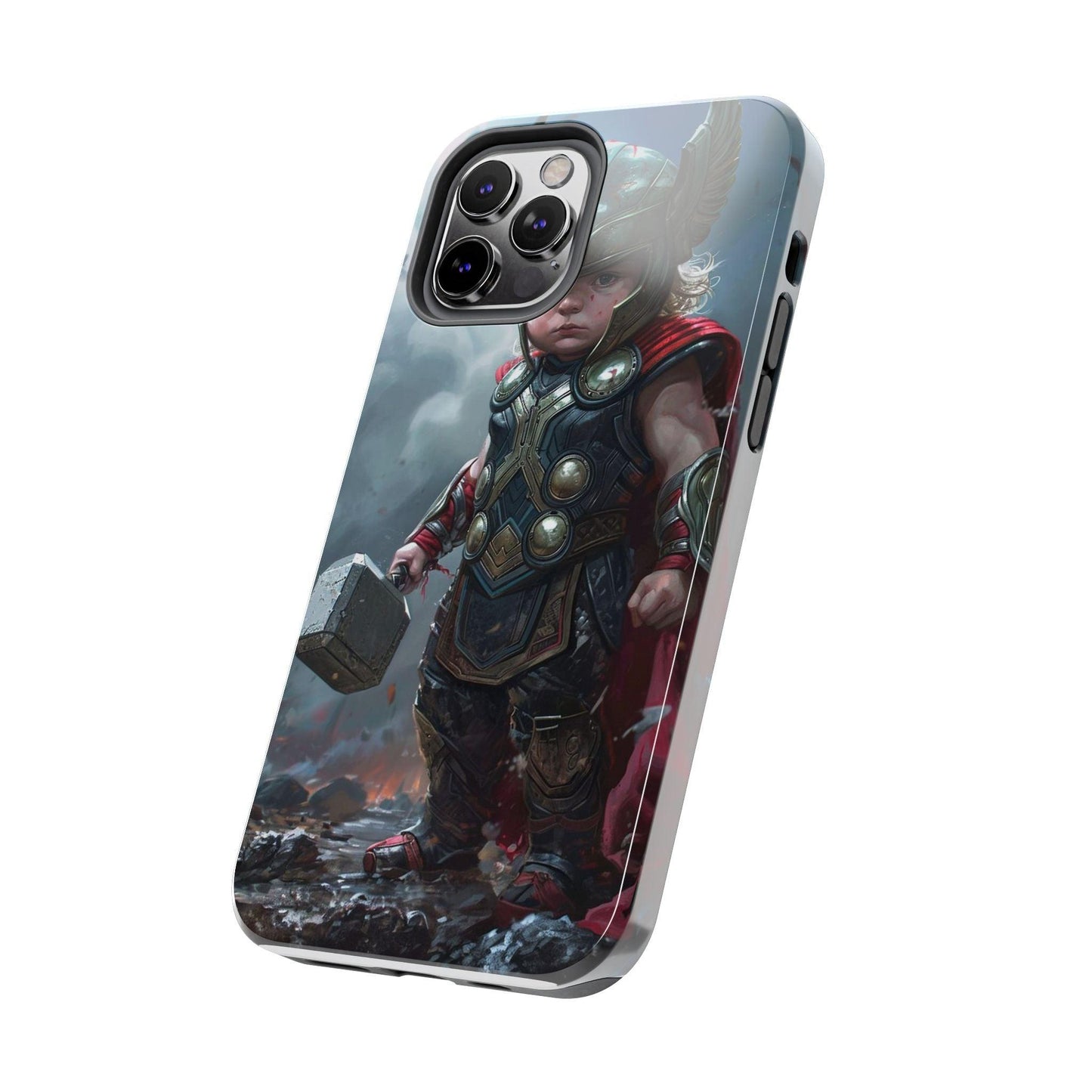 Baby Thor Superhero Printed Tough Phone Case for iPhone & Samsung Galaxy - Adorable Thunder God Design - covers4phones