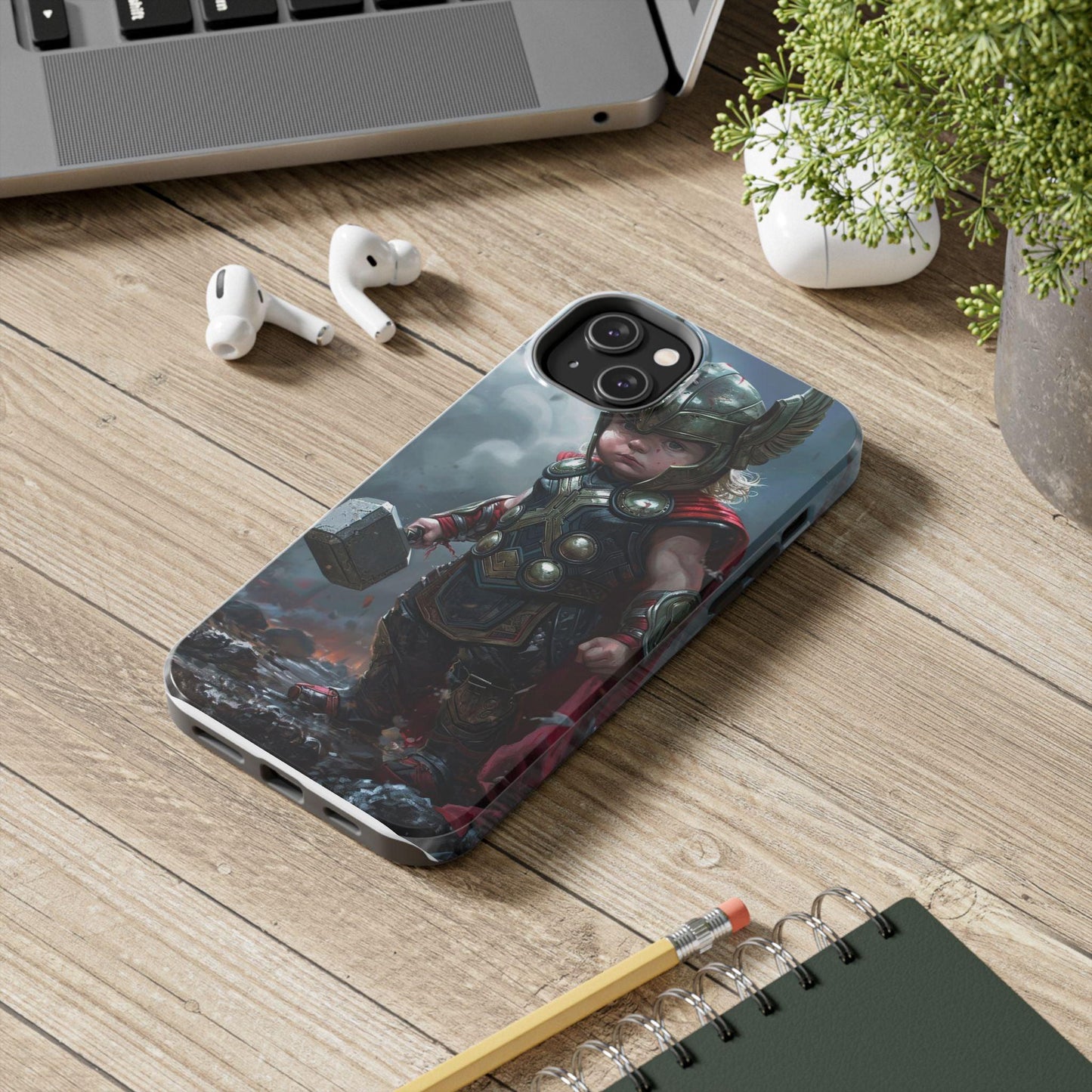 Baby Thor Superhero Printed Tough Phone Case for iPhone & Samsung Galaxy - Adorable Thunder God Design - covers4phones