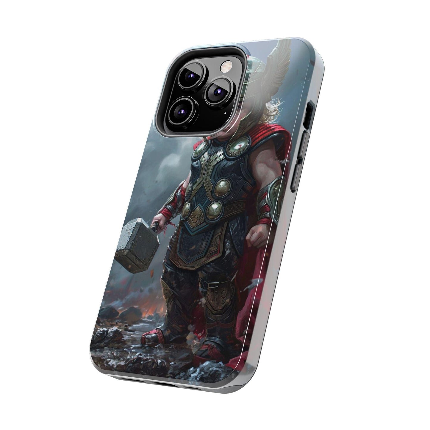 Baby Thor Superhero Printed Tough Phone Case for iPhone & Samsung Galaxy - Adorable Thunder God Design - covers4phones