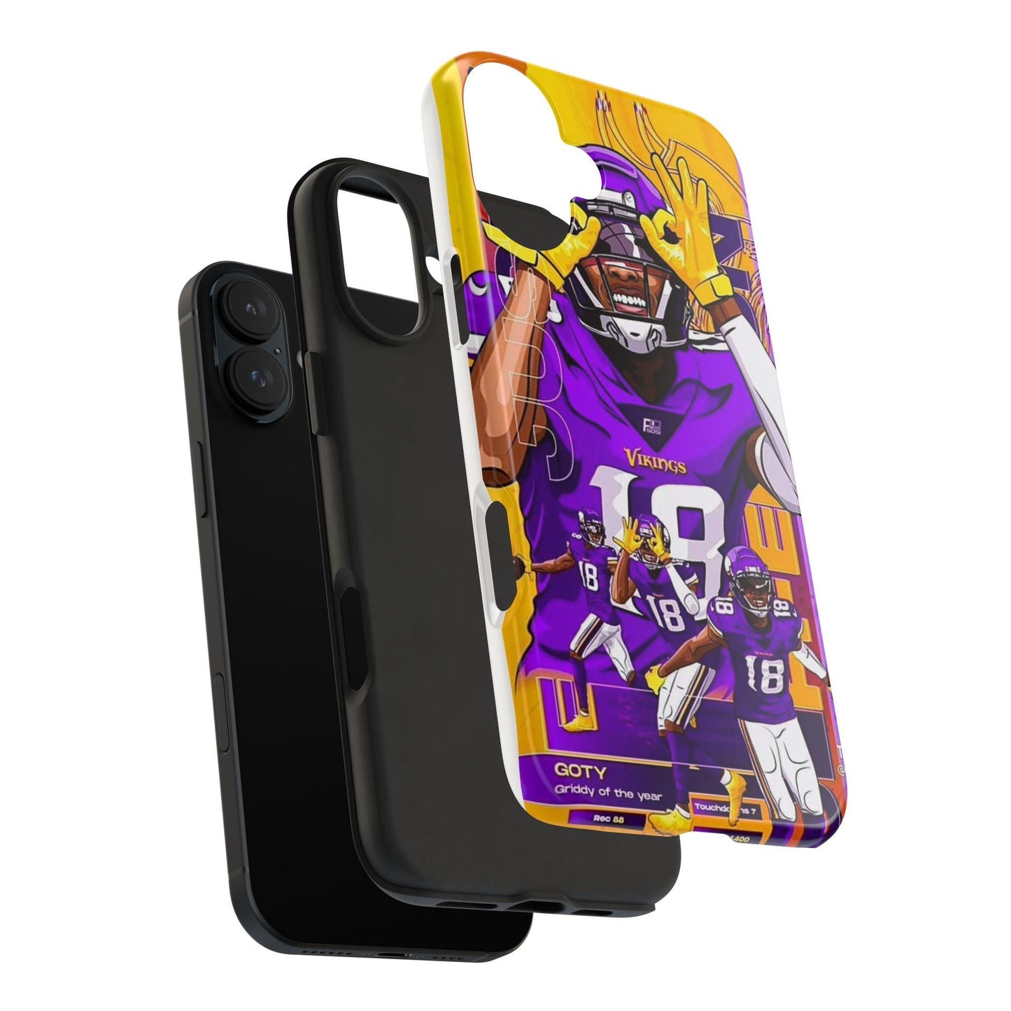 Justin Jefferson 2022 NFL Football Printed Tough Phone Case for iPhone & Samsung Galaxy - Minnesota Vikings Superstar Design - covers4phones