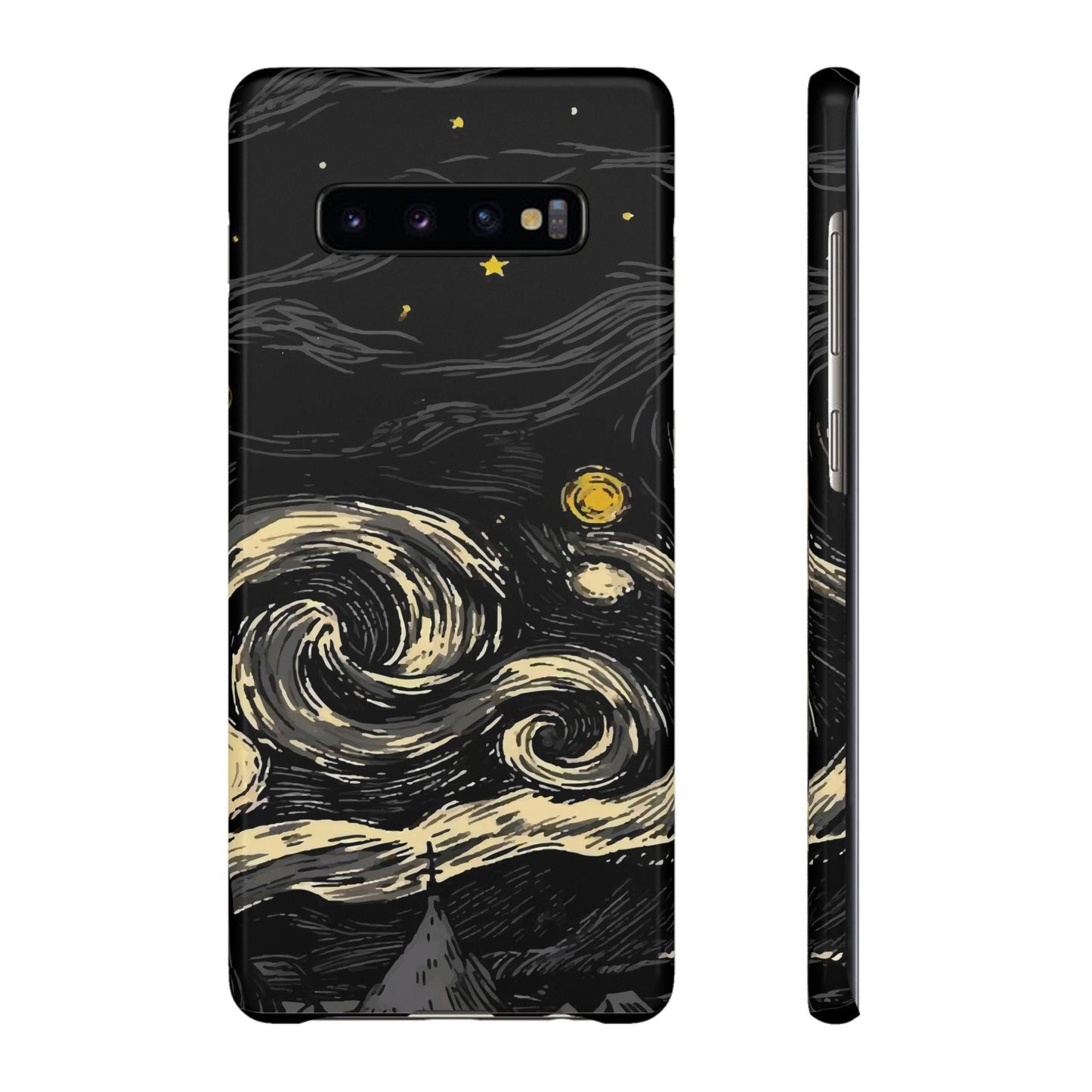 Samsung Clear Silicone Phone Case Black Sky Moon And Stars Pattern - covers4phones