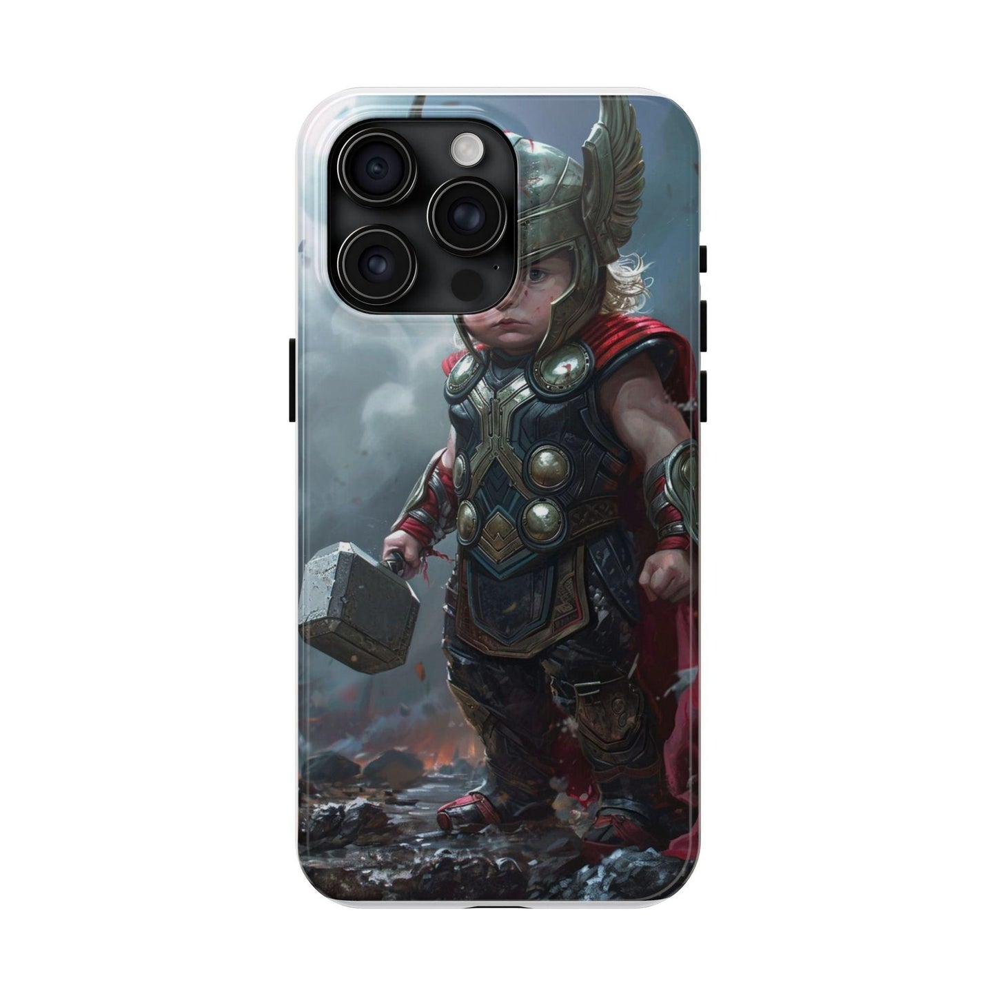 Baby Thor Superhero Printed Tough Phone Case for iPhone & Samsung Galaxy - Adorable Thunder God Design - covers4phones