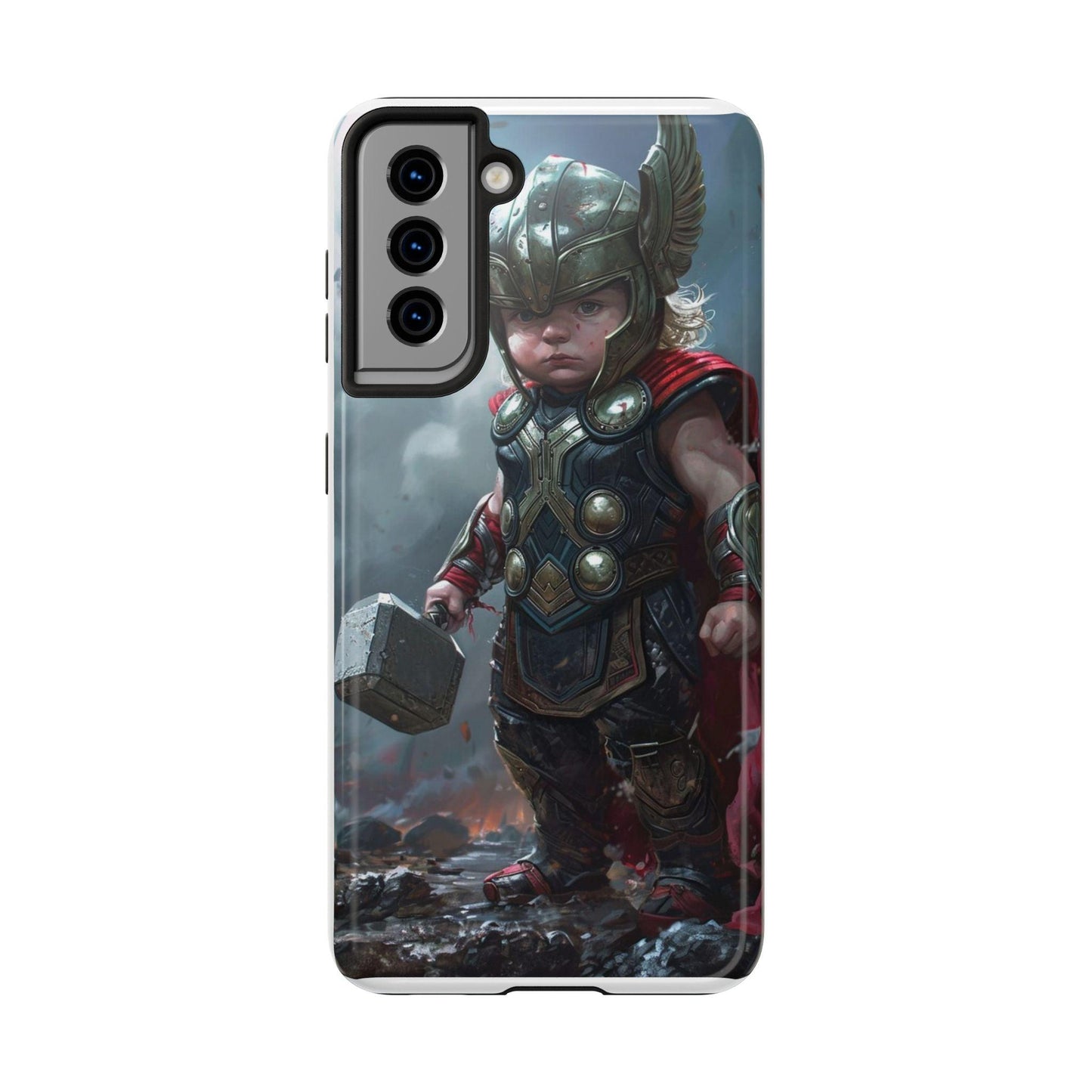 Baby Thor Superhero Printed Tough Phone Case for iPhone & Samsung Galaxy - Adorable Thunder God Design - covers4phones