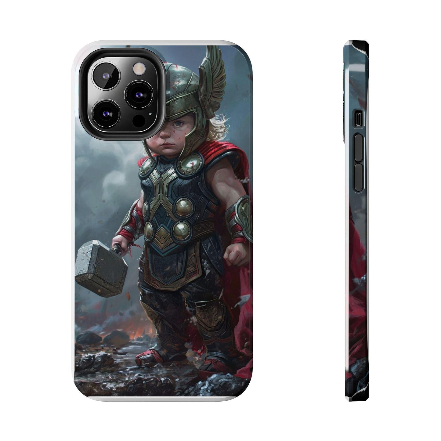 Baby Thor Superhero Printed Tough Phone Case for iPhone & Samsung Galaxy - Adorable Thunder God Design - covers4phones