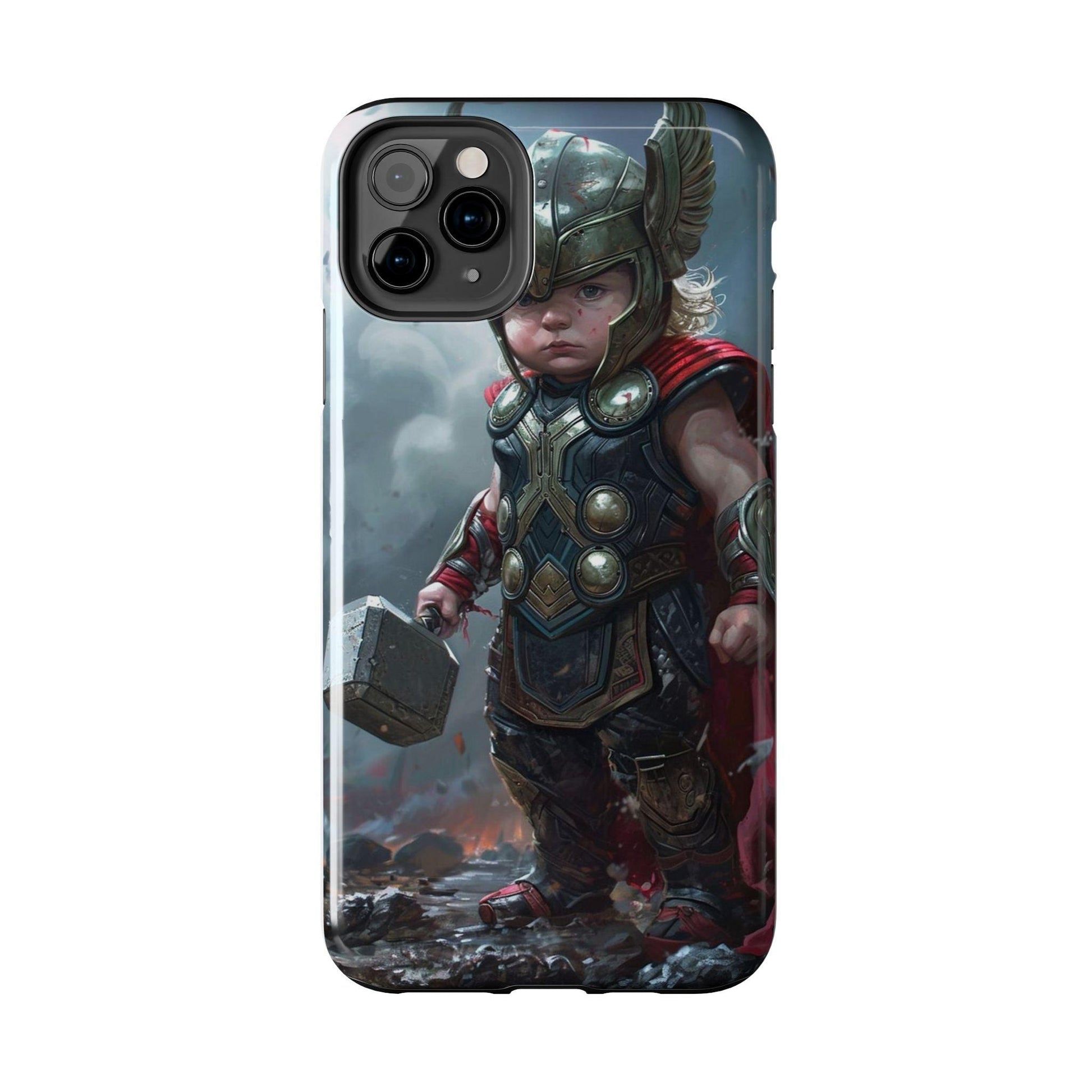 Baby Thor Superhero Printed Tough Phone Case for iPhone & Samsung Galaxy - Adorable Thunder God Design - covers4phones