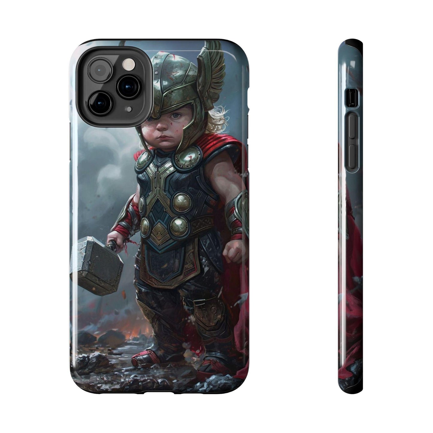 Baby Thor Superhero Printed Tough Phone Case for iPhone & Samsung Galaxy - Adorable Thunder God Design - covers4phones