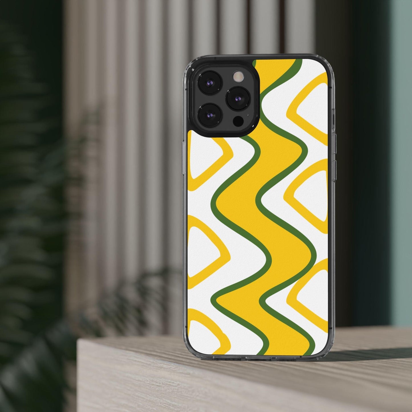 Bright Yellow Abstract With Shape Clear Cases - covers4phones