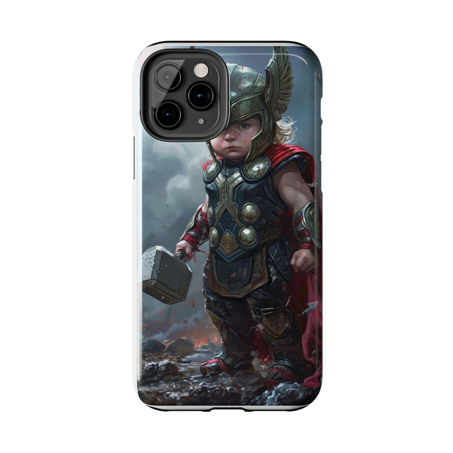 Baby Thor Superhero Printed Tough Phone Case for iPhone & Samsung Galaxy - Adorable Thunder God Design - covers4phones
