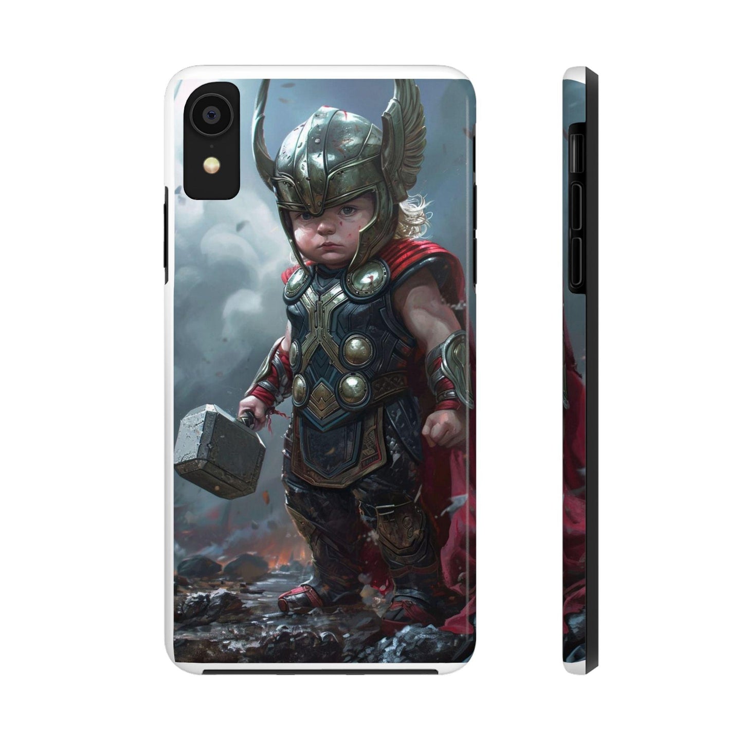 Baby Thor Superhero Printed Tough Phone Case for iPhone & Samsung Galaxy - Adorable Thunder God Design - covers4phones