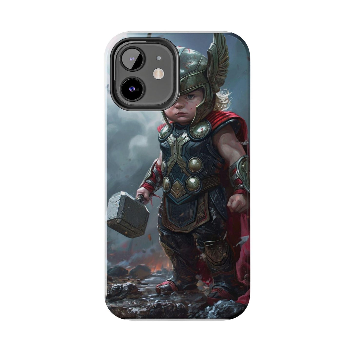 Baby Thor Superhero Printed Tough Phone Case for iPhone & Samsung Galaxy - Adorable Thunder God Design - covers4phones