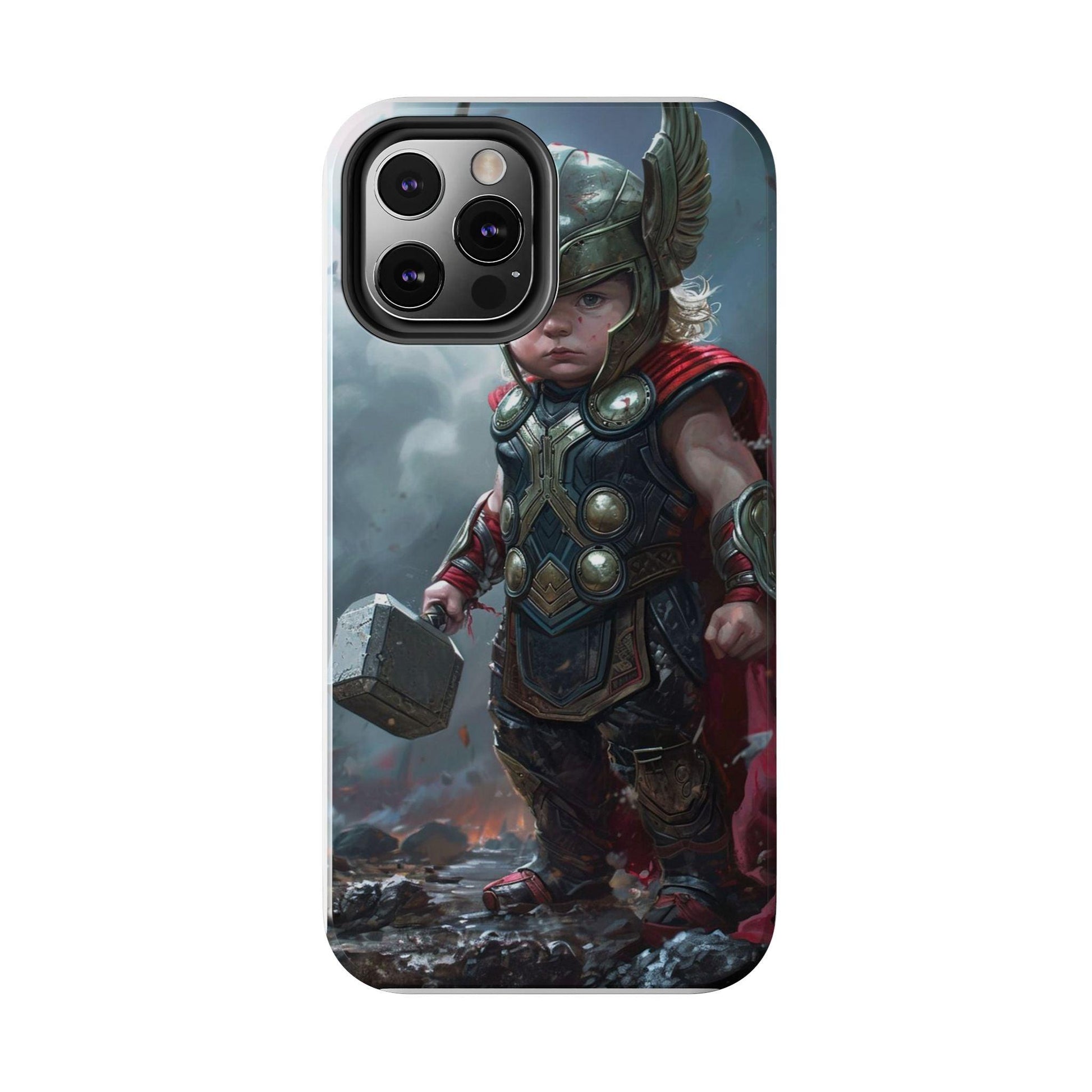 Baby Thor Superhero Printed Tough Phone Case for iPhone & Samsung Galaxy - Adorable Thunder God Design - covers4phones