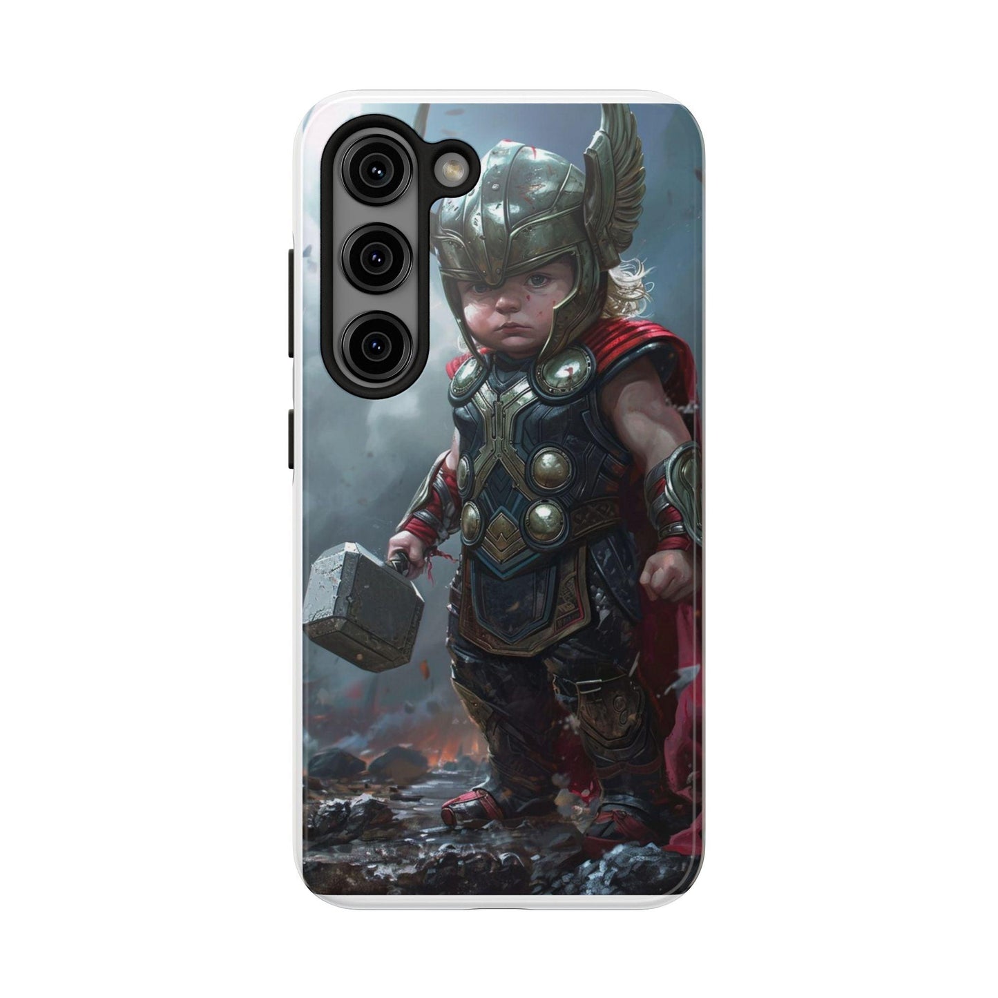 Baby Thor Superhero Printed Tough Phone Case for iPhone & Samsung Galaxy - Adorable Thunder God Design - covers4phones