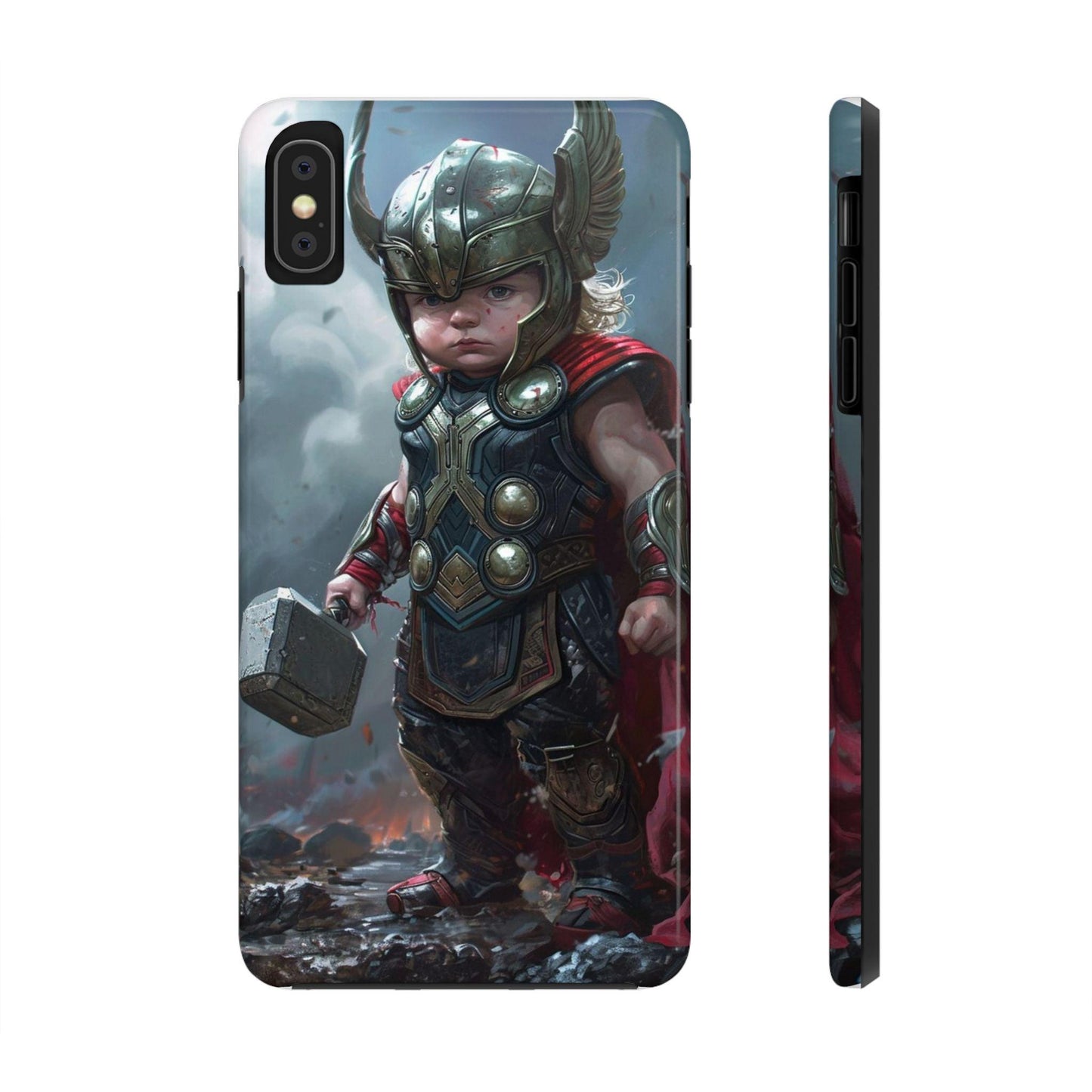 Baby Thor Superhero Printed Tough Phone Case for iPhone & Samsung Galaxy - Adorable Thunder God Design - covers4phones