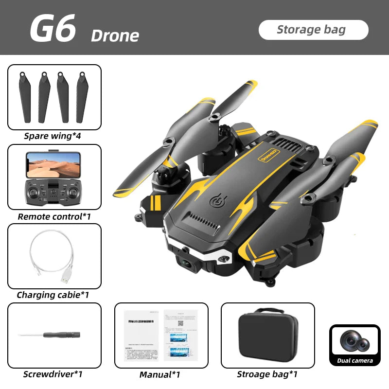 KBDFA New G6 Professional Foldable Quadcopter Aerial Drone S6 HD Camera GPS RC Helicopter FPV WIFI Obstacle Avoidance Toy Gifts - covers4phones