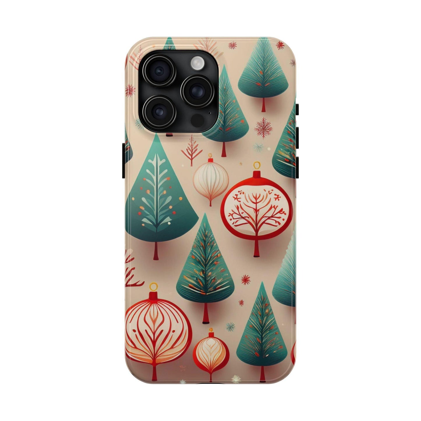 Iphone Green Christmas Tree with Pink Effect Tough Phone Case – Durable Protection, Festive Holiday Design - covers4phones