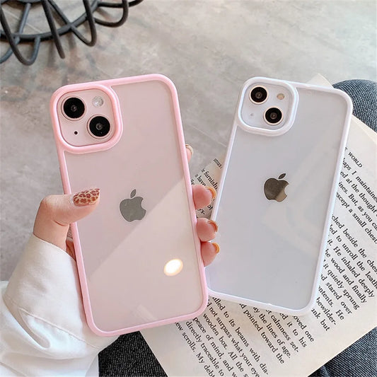 Candy Shockproof Silicone Bumper Phone Case For iPhone 16 15 14 11 12 13 Pro Max XS XR 8 7Plus Transparent Protection Back Cover - covers4phones