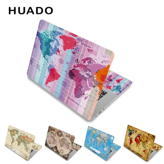 World Map Laptop Sticker 17" Vinyl Notebook Skin 15.6" 15" Decal 12"14" Computer Sticker Cover for Macbook/Asus/HP/Lenovo - covers4phones