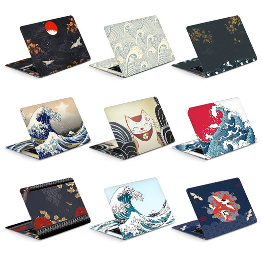 Universal Sea Wave Laptop Cover Sticker Skins Notebook Stickers 2pcs Decal 12"/13"/14"/15"/17"for Macbook /Lenovo/Asus/Hp/Acer - covers4phones