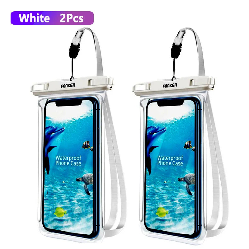 FONKEN Full View Waterproof Case for Phone Underwater Snow Rainforest Transparent Dry Bag Swimming Pouch Big Mobile Phone Covers - covers4phones