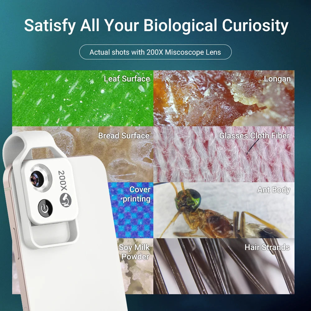 APEXEL Digital 200X Microscope Lens with CPL Mobile LED Guide Light Lamp Micro Pocket SuperMacro Lens for iPhone Samsung phones - covers4phones