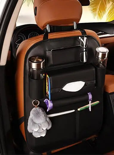 2024 New Car Seat back Storage Organizer Bag Universal PU Leather Multifunction Storage Box Stowing Tidying Pocket Auto Styling