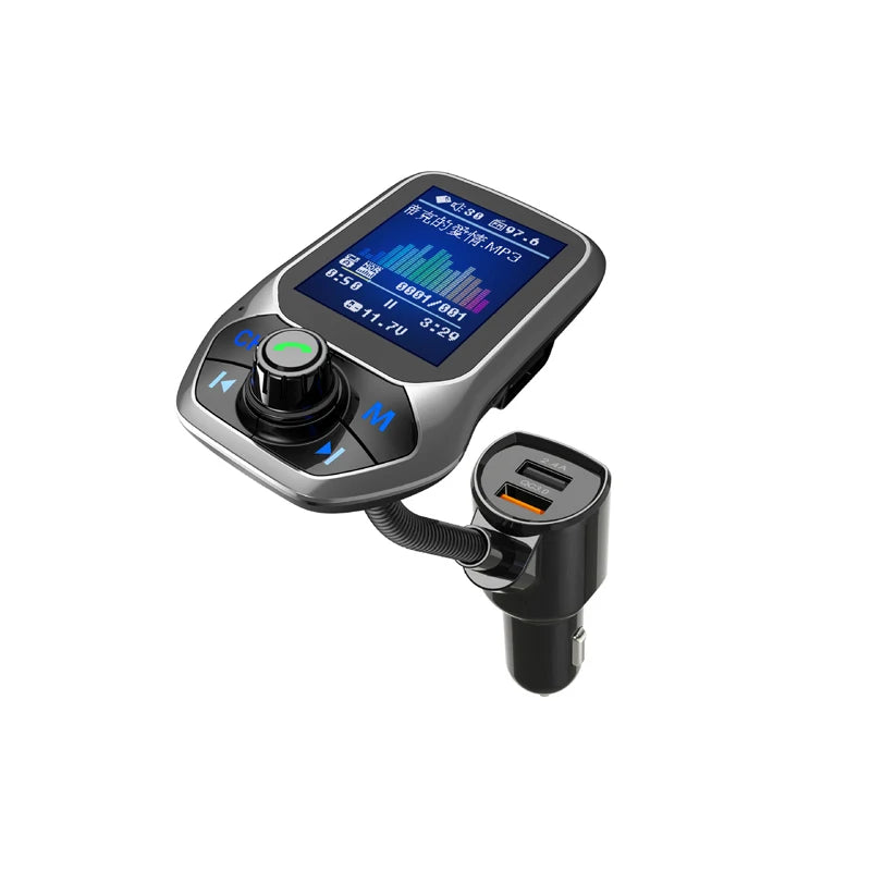 1.8 inch Color Display Bluetooth-compatible Handsfree Car Kit 3 USB Port QC3.0 Car Charger FM Transmitter Car MP3 Music Player