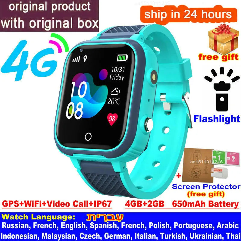 New 4G Smart Watch Kids GPS WIFI Video Call SOS IP67 Waterproof LT21 Child Smartwatch Camera Voice Monitor Tracker Location