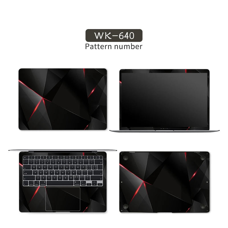 Black Geometry Cover Laptop Skin Stickers Notebook Film Vinyl Sticker 12"13.3"14"15.6"17"for HP/Macbook/Acer/Msi Decorate Decal - covers4phones