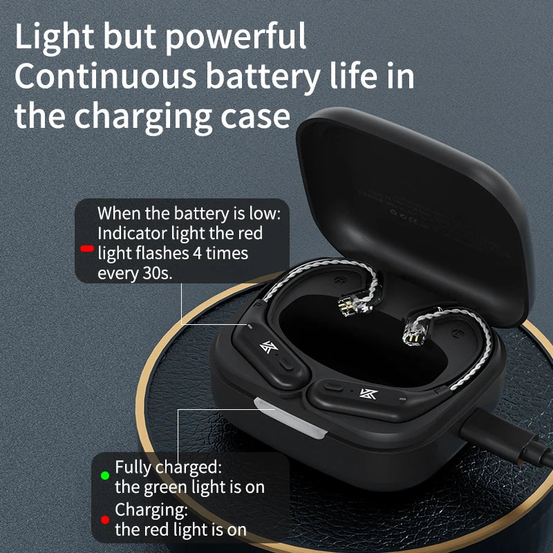KZ AZ09 HD Bluetooth 5.2 Ear Hook Headset Cable HIFI Wireless Upgrade Cable With Charging Case KZ Z1 S2 ZSTX Z1 ZSX DQ6 ZS10 PRO