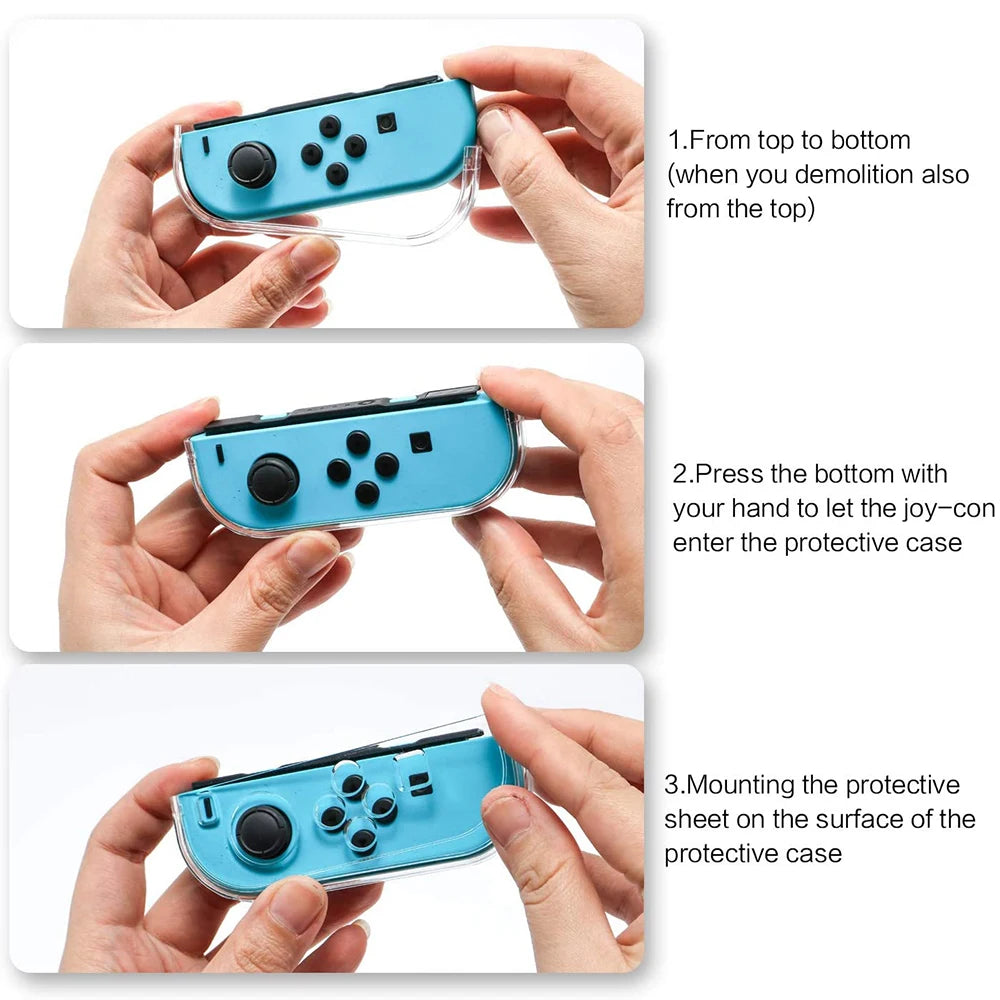 3 In 1 Protective Case Cover Dockable Clear Shock-Absorption Anti-Scratch Protector for Nintendo Switch Tpu Soft Joy-Con Case - covers4phones