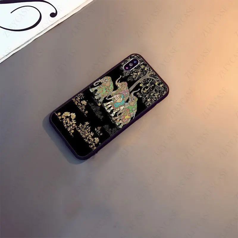Indian Elephant AnimalTotem Soft Phone Case For iphone 15pro 11pro 13pro 14pro 12pro xs max 7 8 XR 12mini 15plus 13mini SE cover - covers4phones