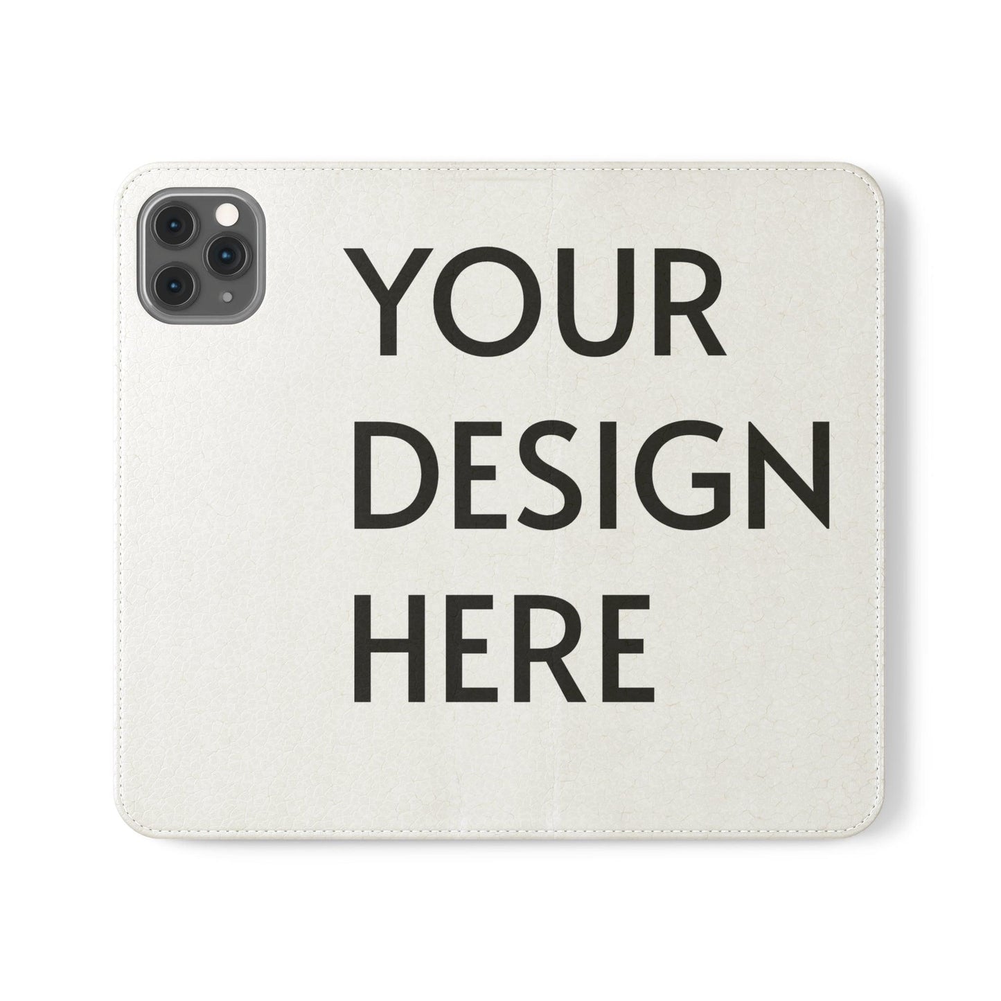 Custom Flip Case for iPhone – Faux Vegan Leather with Elastic Fastening, Card & Cash Pockets, Stand Feature, Durable Polycarbonate Shell - covers4phones