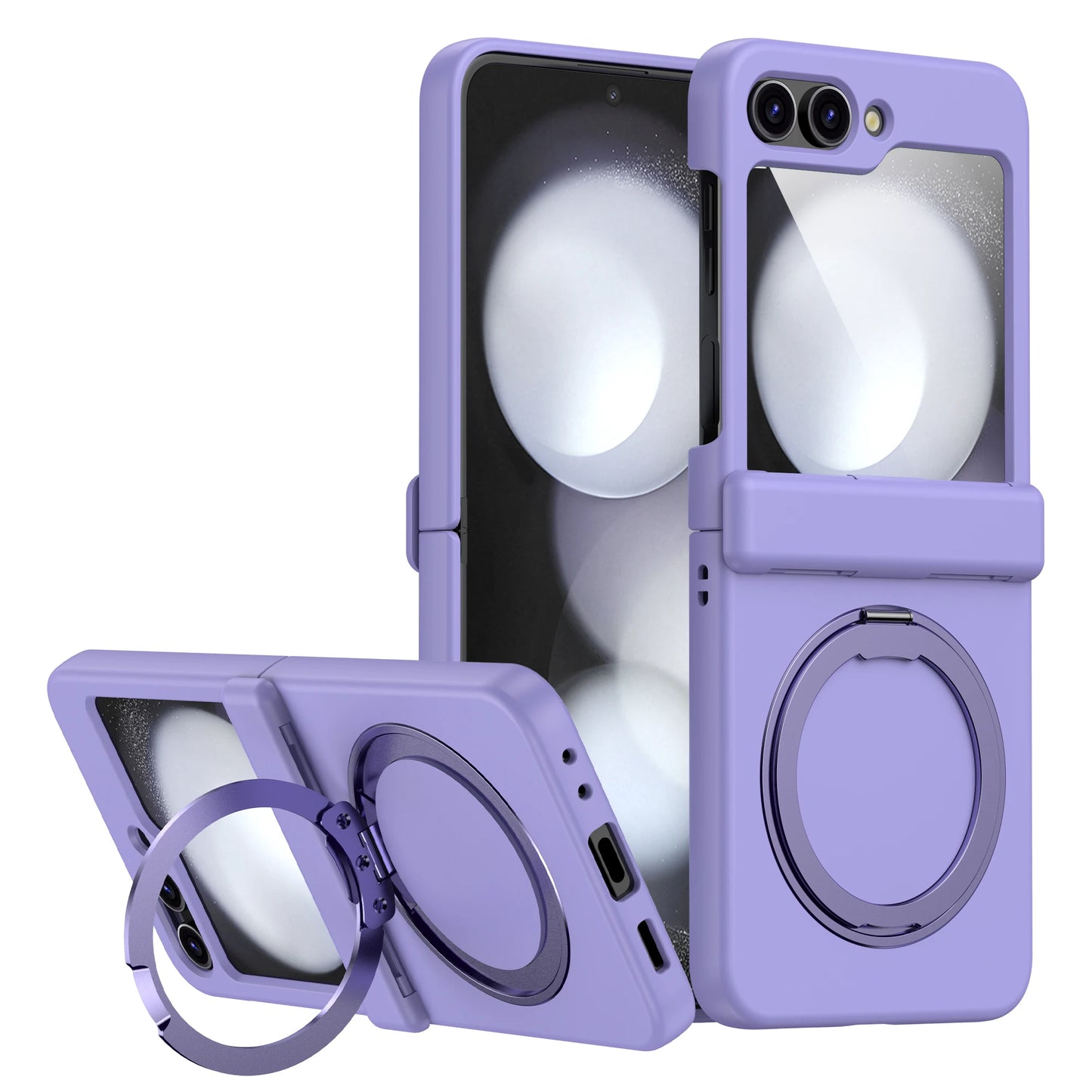 360° Rotating Holder Phone case For Samsung Galaxy Z Flip 5 6 Magsafe Wireless charge 360 Degree Ring Magnetic stand Phone Cover - covers4phones