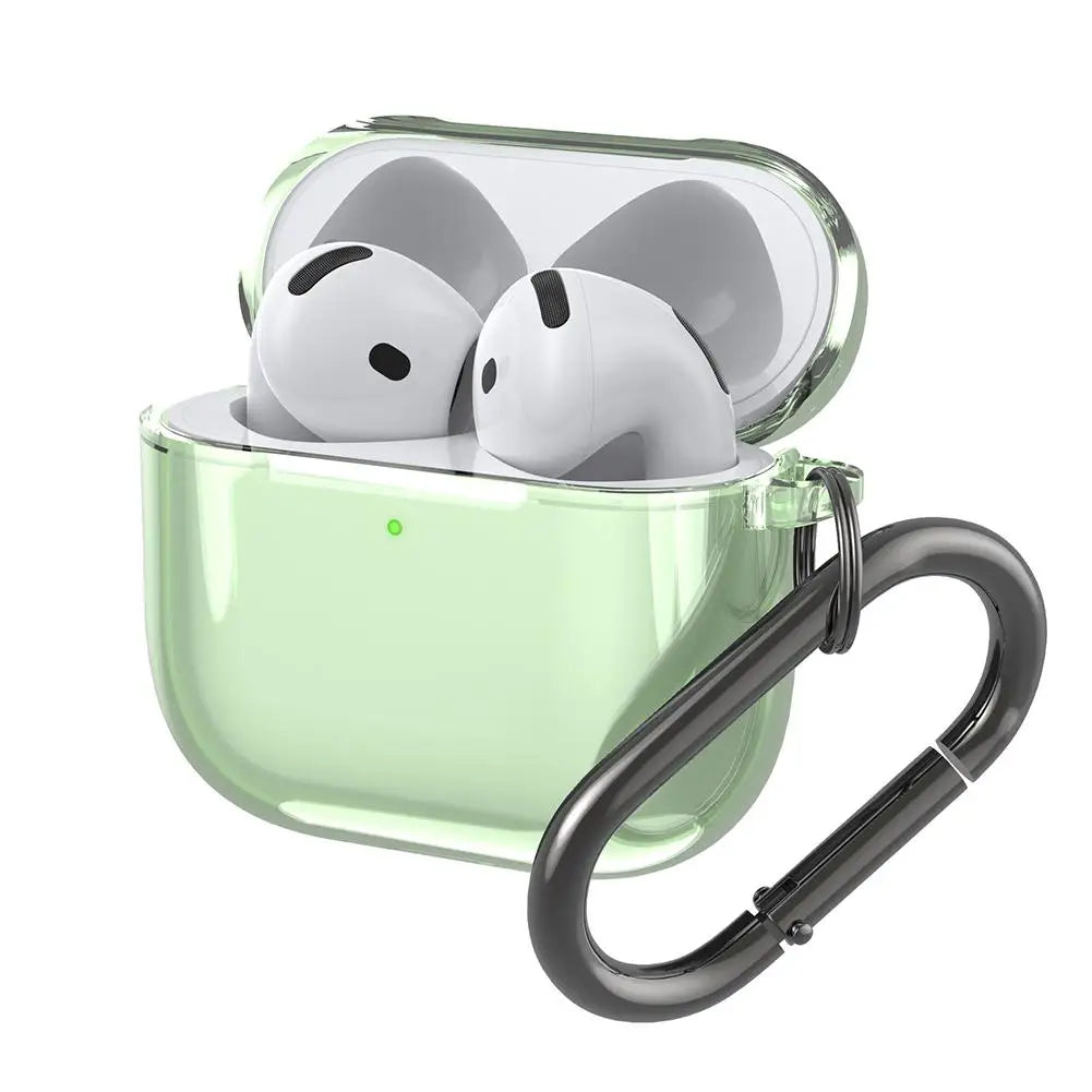 Translucent Protecitve Case For AirPods 4 Premium Sleeve Cover For AirPods 4th Generation Case Drop Protector with Carabiner - covers4phones