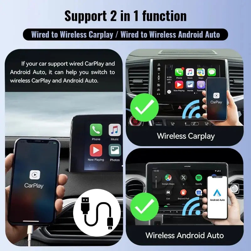 XUDA NEW Wireless CarPlay Android Auto Wireless Adapter Smart Mini Box Plug And Play WiFi Fast Connect Universal For Nissan - covers4phones