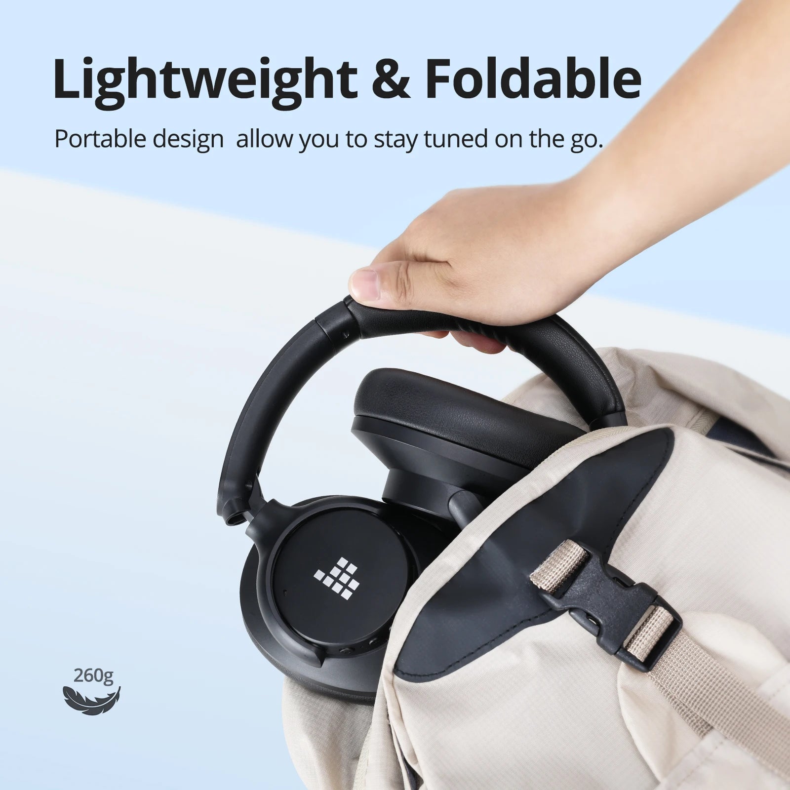 Tronsmart Sounfii Q20 Headphones Bluetooth Headset with Active Noise Cancellation, 50H Playtime, App Control, Dual Audio Mode - covers4phones